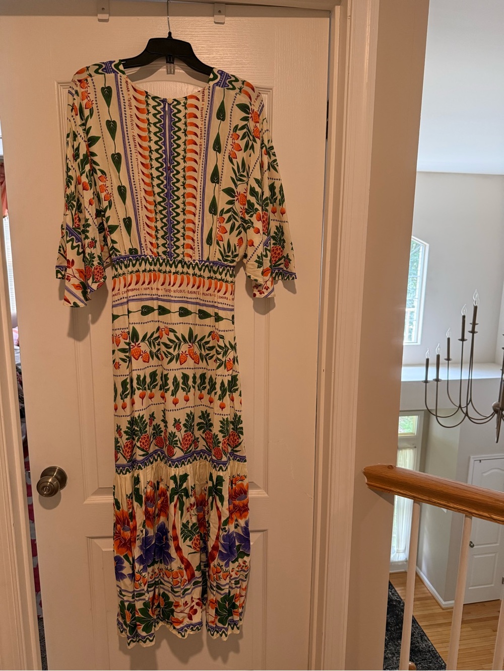 FARM Rio Cream Midi Dress with Orange, Green & Purple Floral Print - Picture 6 of 6